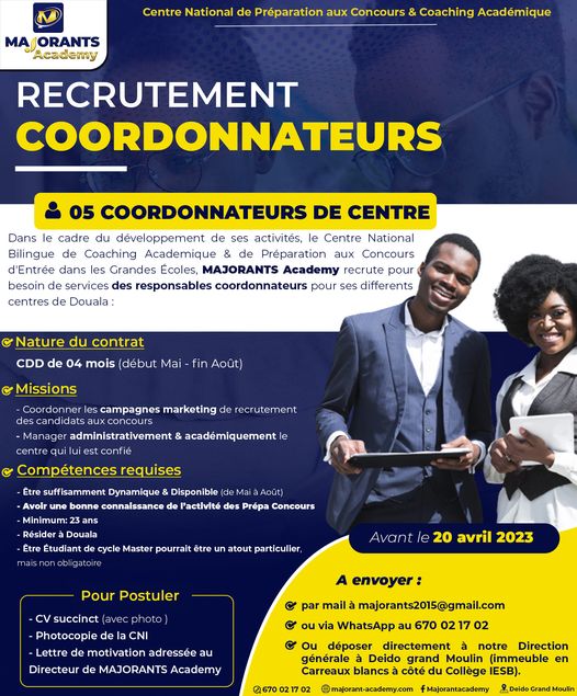 Recrutement des Coordonnateurs